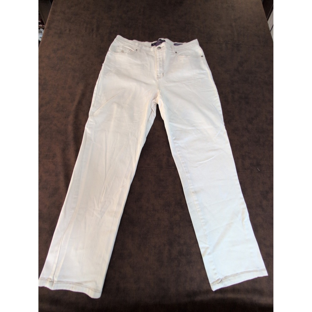 Gloria Vanderbilt Amanda‎ Tapered Leg Jeans Cream Off White High Rise Womens 16
